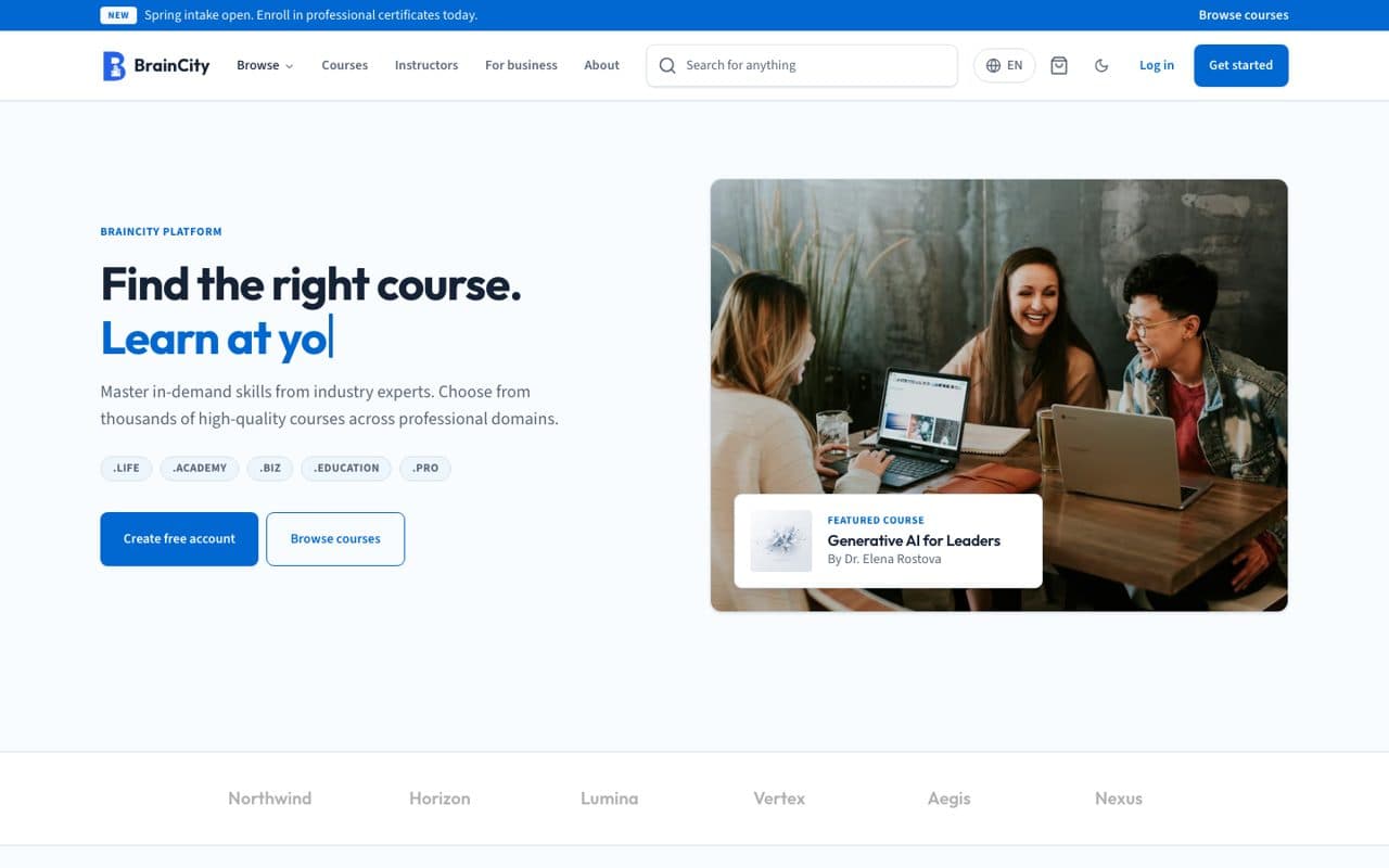 BrainCity multi-tenant learning platform